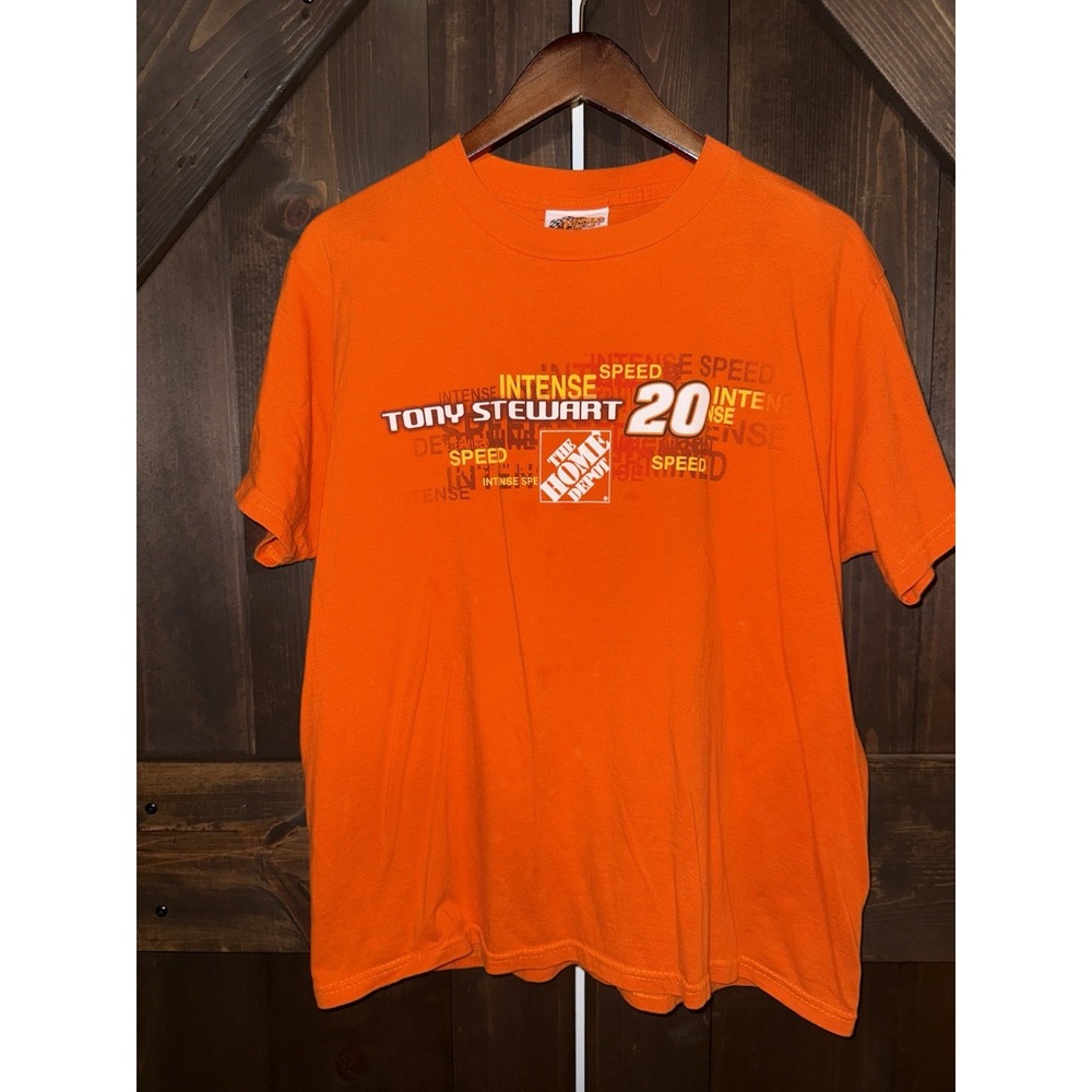 VTG‎ Tony Stewart Home Depot Men's L Large Double-Sided T-Shirt Graphic Tee